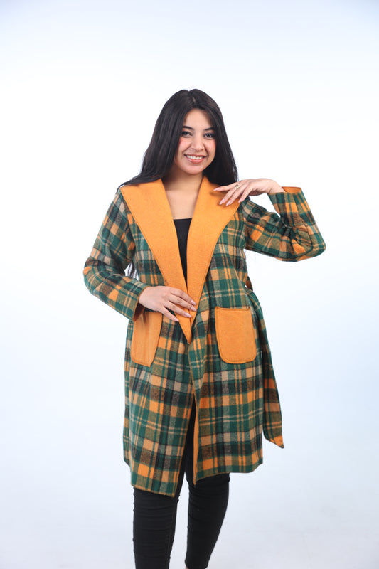 checkered oversized cardigan 1074